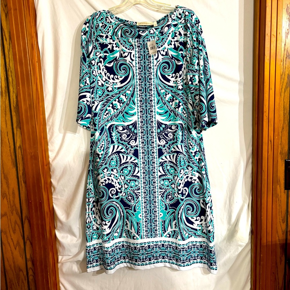 NWT Maria Gabrielle L paisley, half sleeve dress.